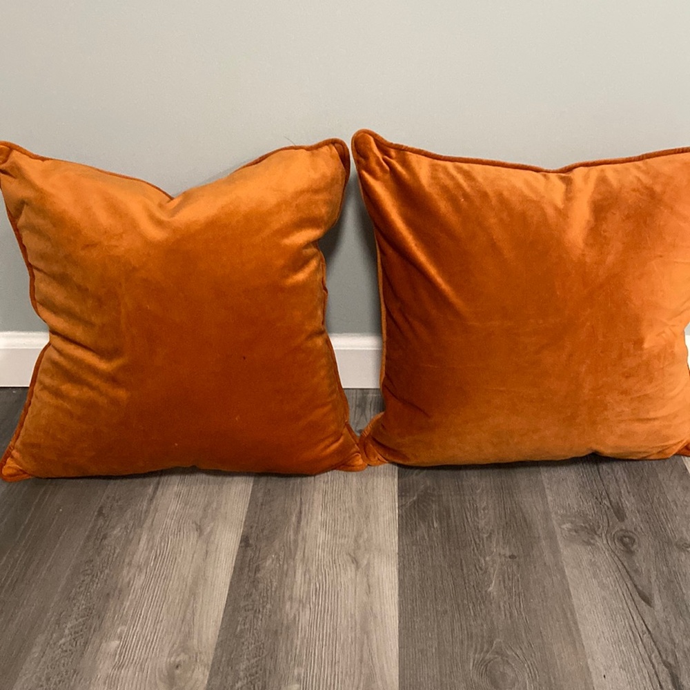 Two rust colored throw pillows